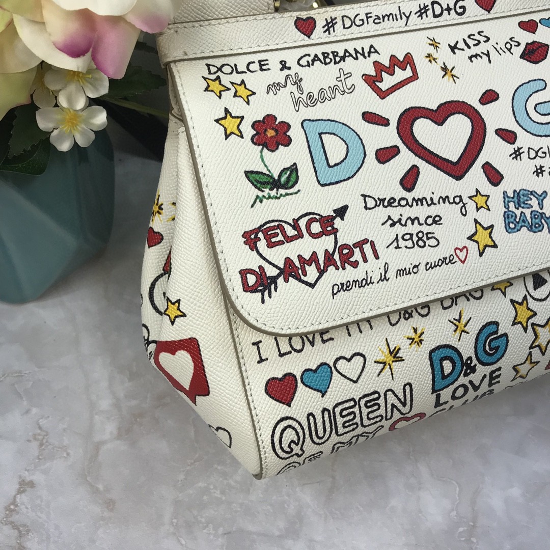 Dolce & Gabbana Medium Sicily Handbag Unique Print Motifs Muticolour For Women 10.2in/26cm DG