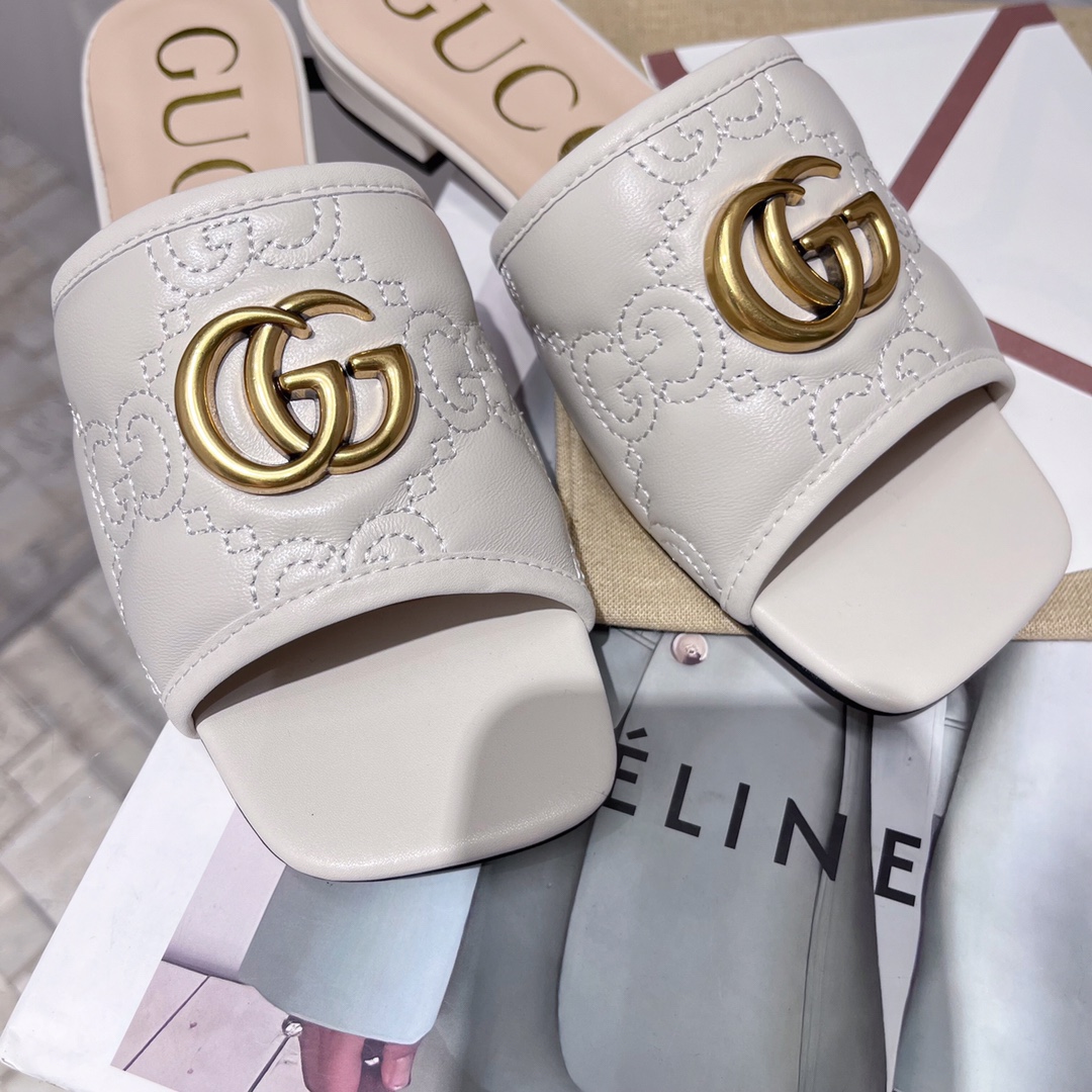 Gvc*1 Women’s Slide Sandal With Double G White For Women GG