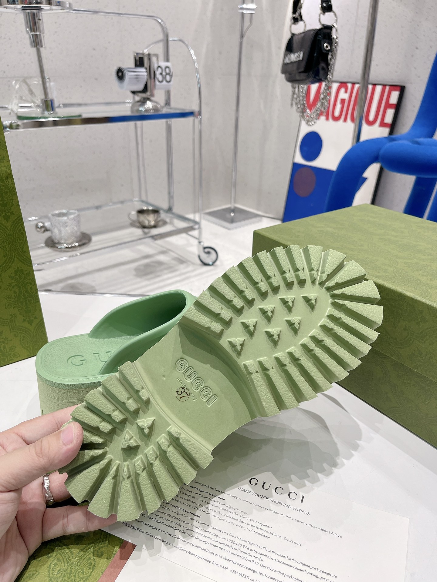 Gvc*1 Women’s Platform Perforated G Sandal Green For Women GG