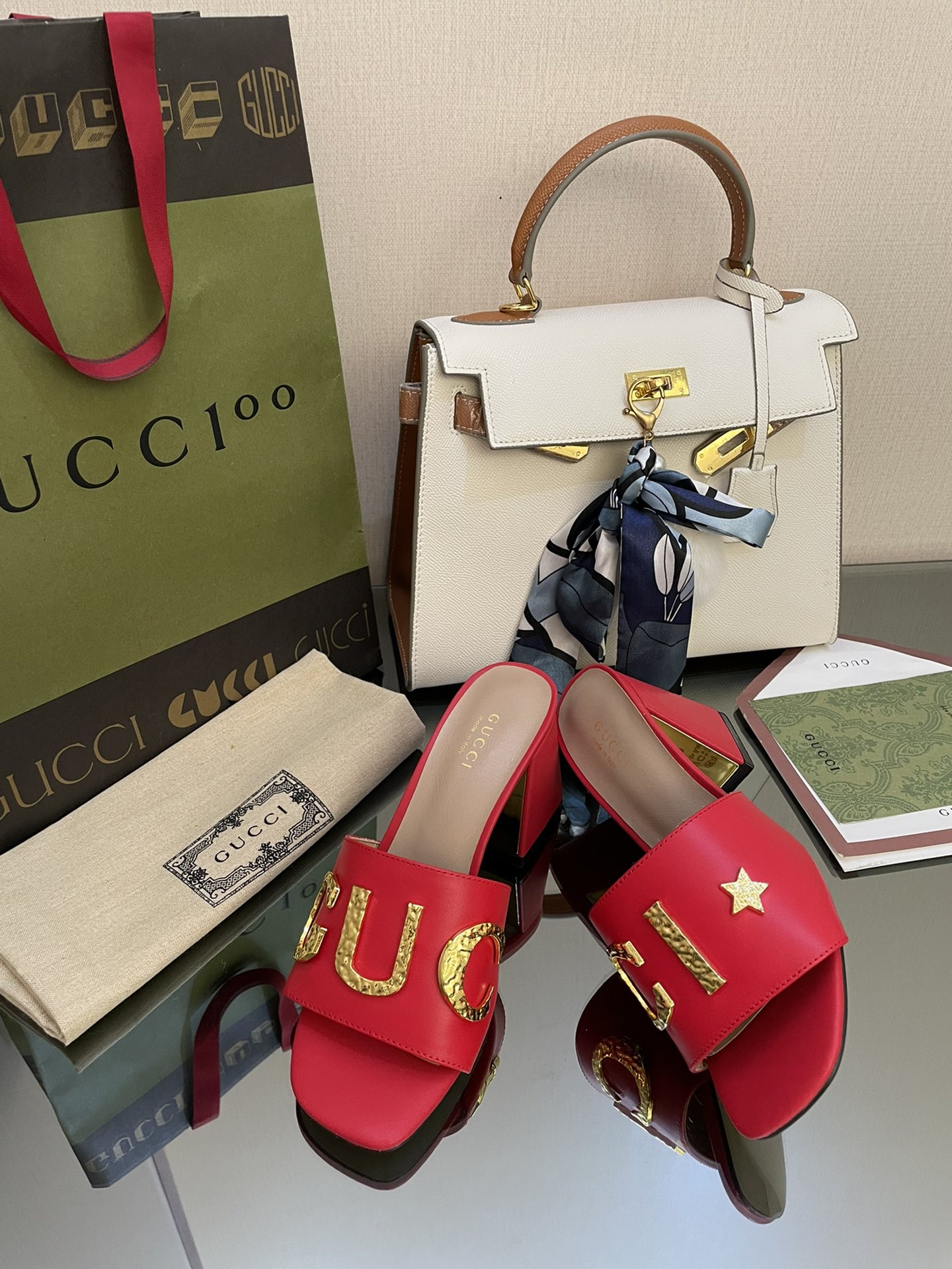 Gvc*1 Women’s ‘Gvc*1’ Slide Sandal Red For Women GG