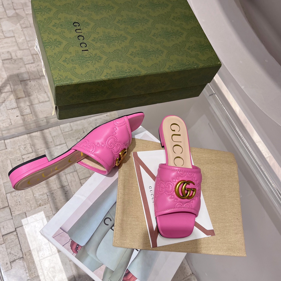 Gvc*1 Women’s Slide Sandal With Double G Pink For Women GG