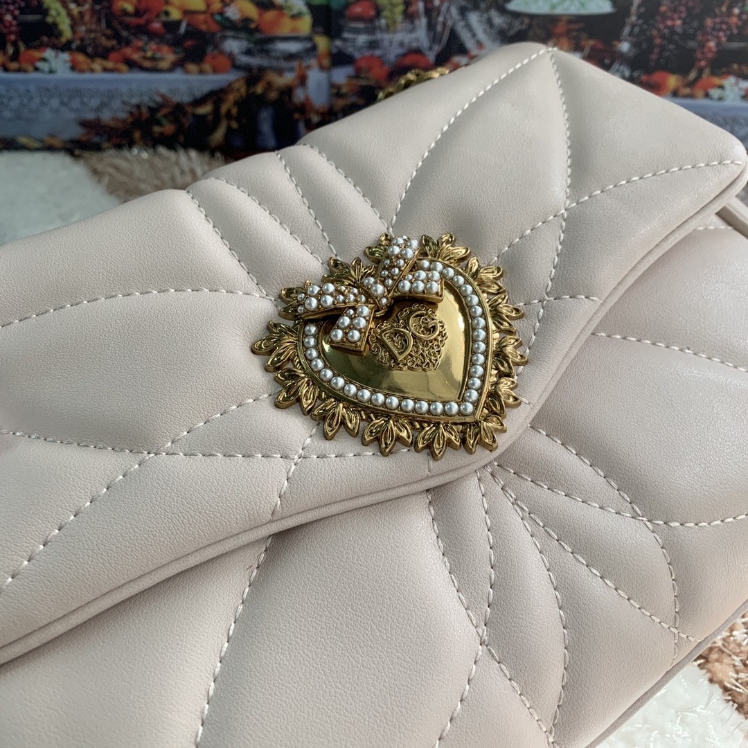 Dolce & Gabbana Medium Devotion Shoulder Bag In Quilted Nappa Pink For Women 10.2in/26cm DG