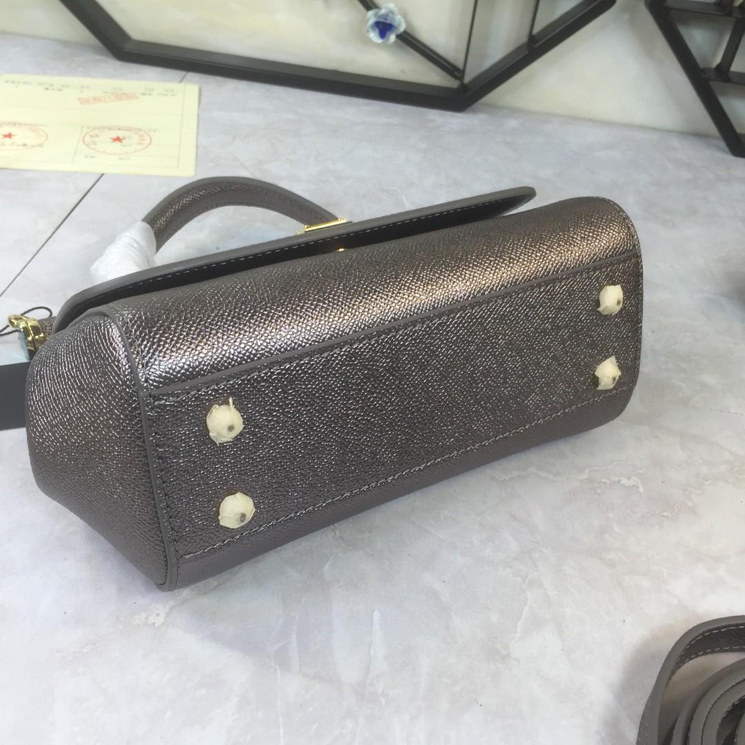 Dolce & Gabbana Medium Sicily Handbag In Dauphine Palladium For Women 10.2in/26cm DG