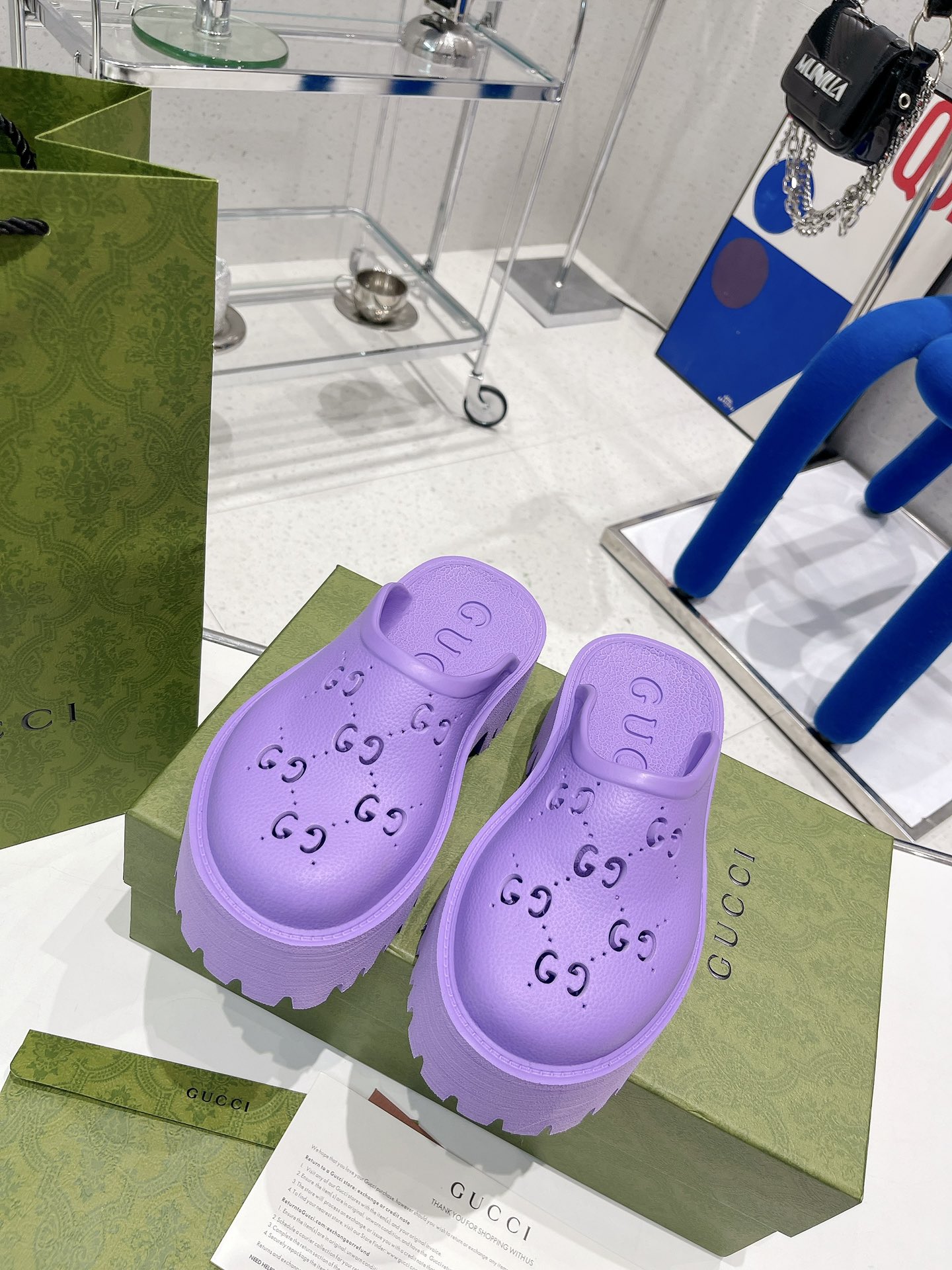 Gvc*1 Women’s Platform Perforated G Sandal Light Blue For Women GG