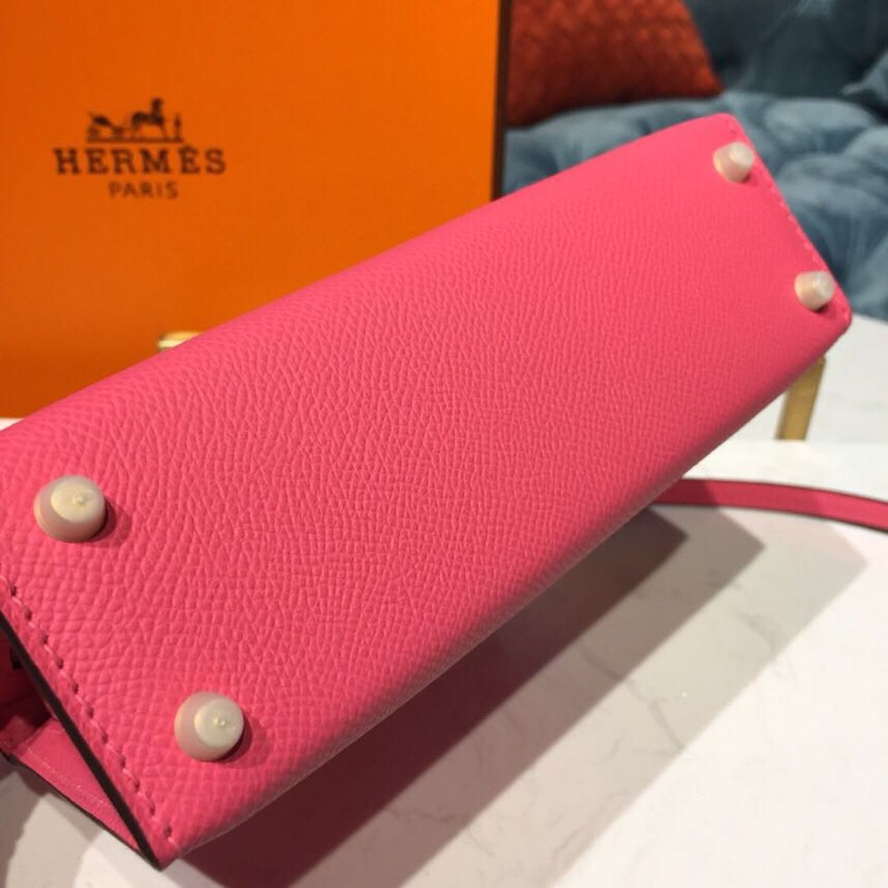 H**me5 Mini Kelly Rose Tyrien For Women Gold Toned Hardware 7.5in/19cm