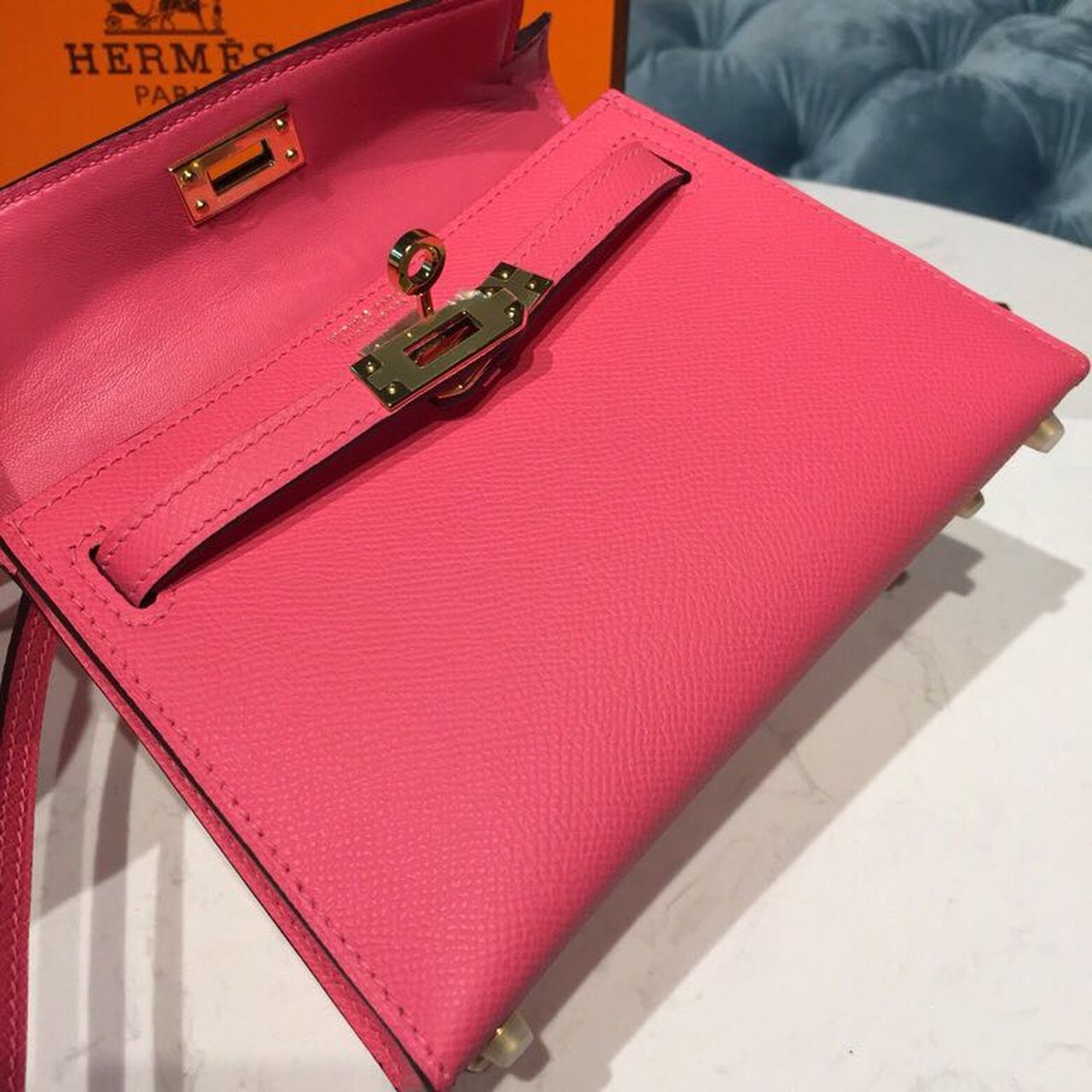 H**me5 Mini Kelly Rose Tyrien For Women Gold Toned Hardware 7.5in/19cm