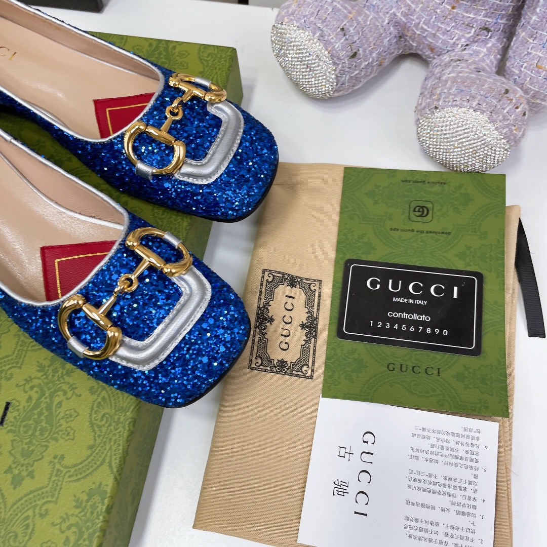 Gvc*1 Lovelight Crystal Ballet Flat With Horsebit Blue For Women GG