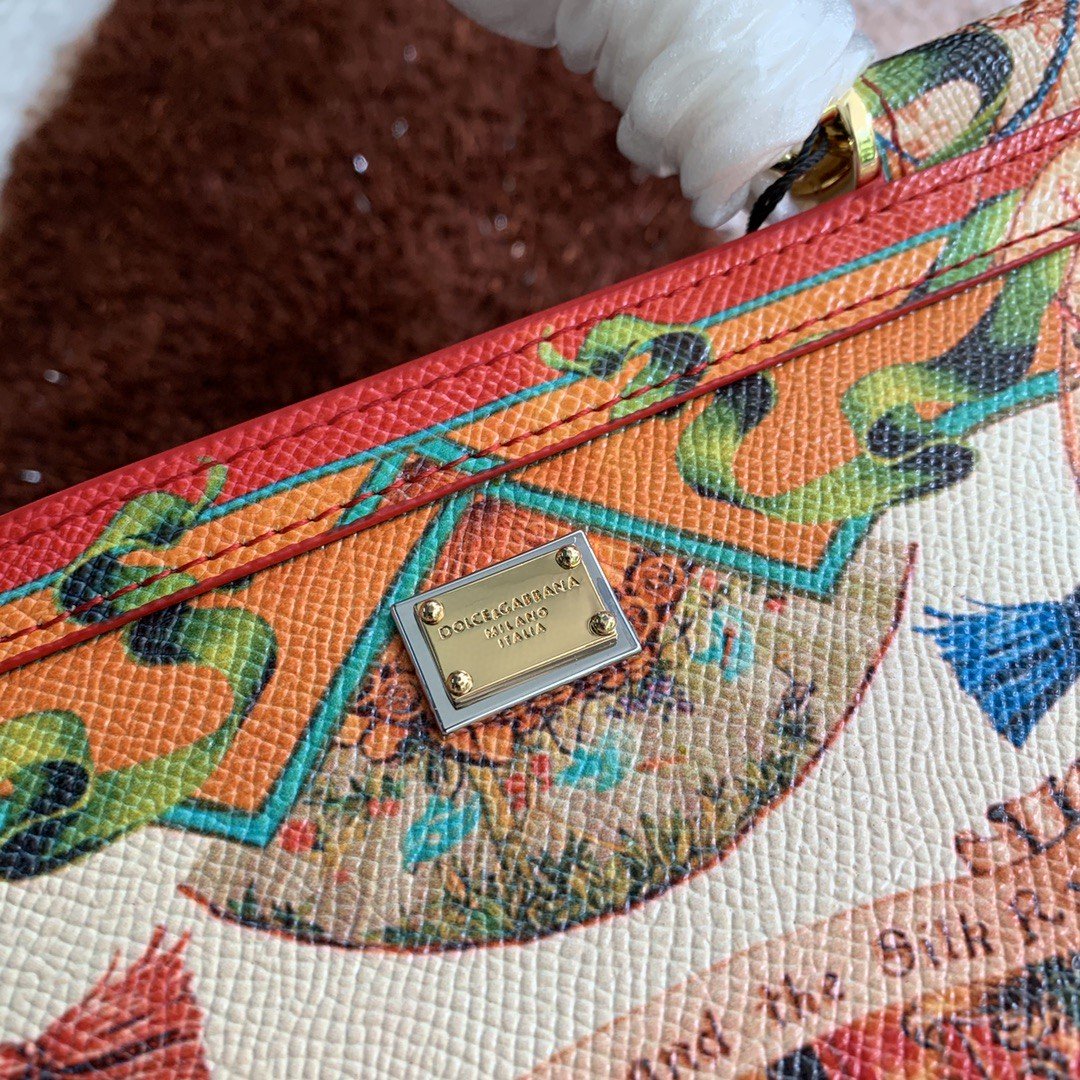 Dolce & Gabbana Medium Sicily Handbag Unique Print Motifs Muticolour For Women 10.2in/26cm DG