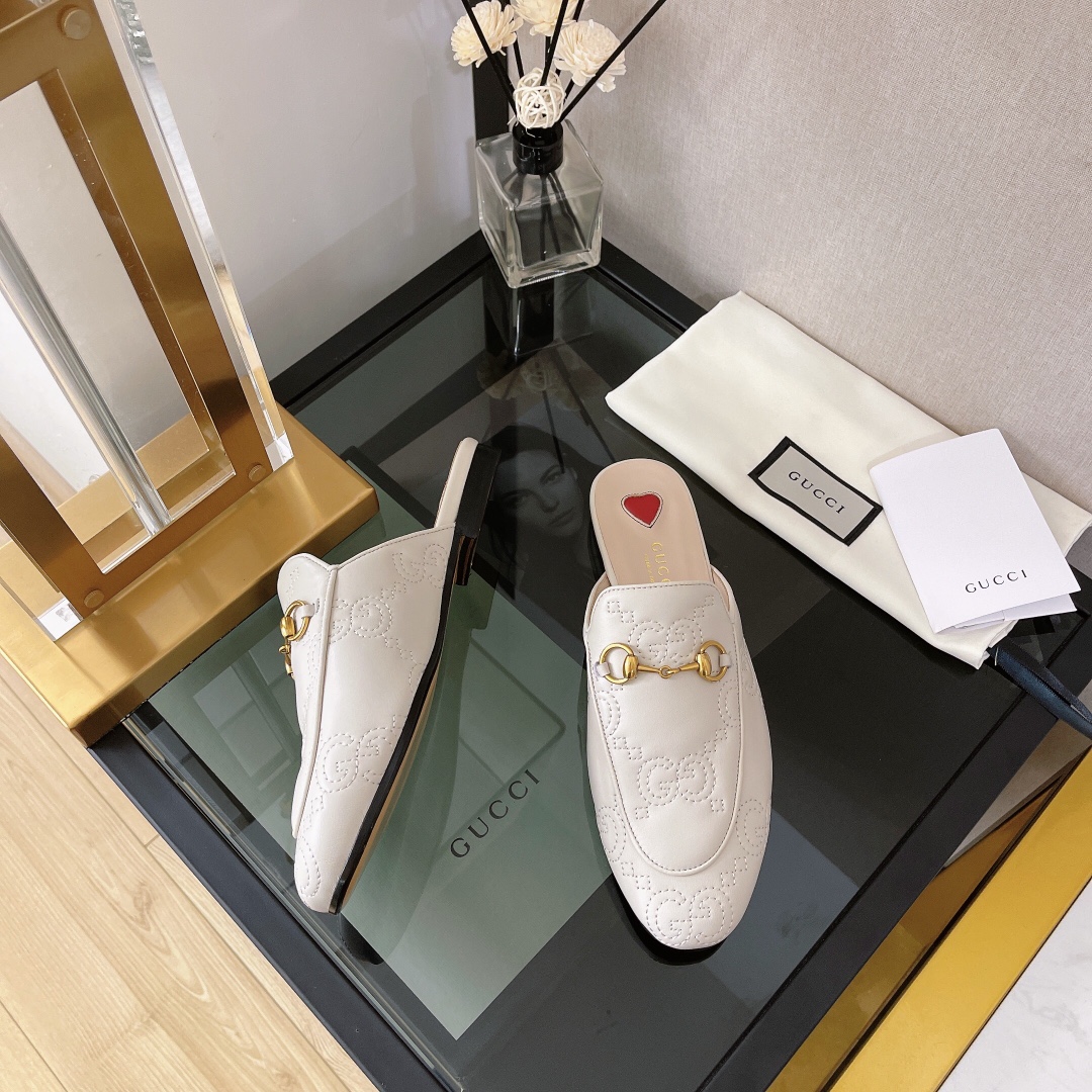 Gvc*1 Women’s GG Matelasse Princetown Slipper White For Women GG 699901 BKO60 9124