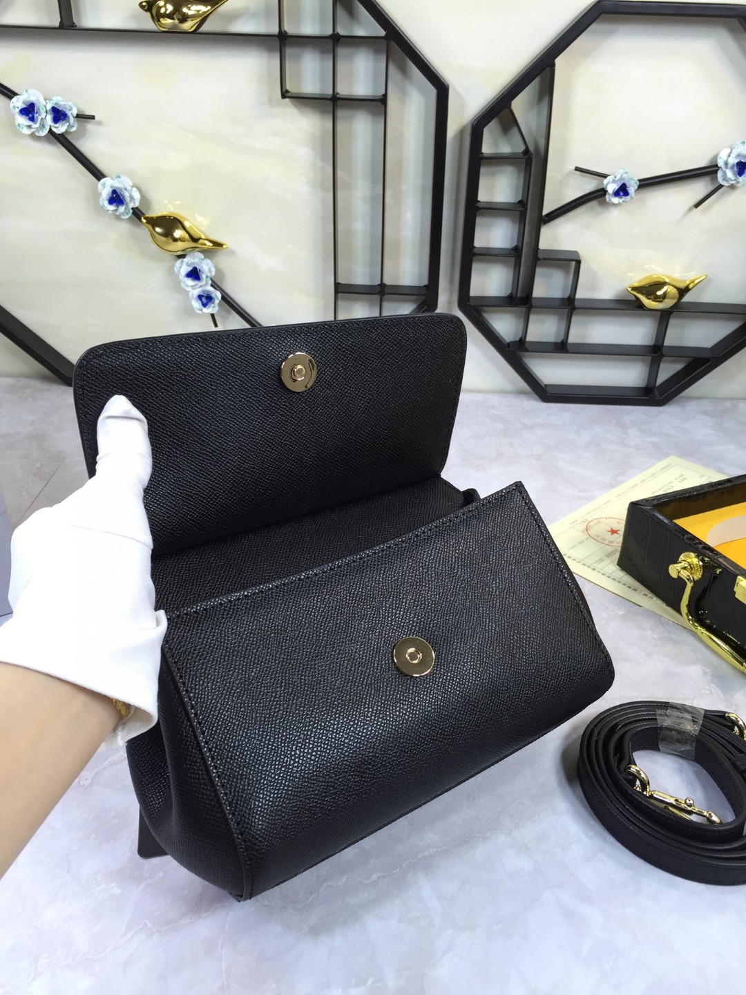 Dolce & Gabbana Medium Sicily Handbag In Dauphine Black For Women 10.2in/26cm DG BB4347A100180999