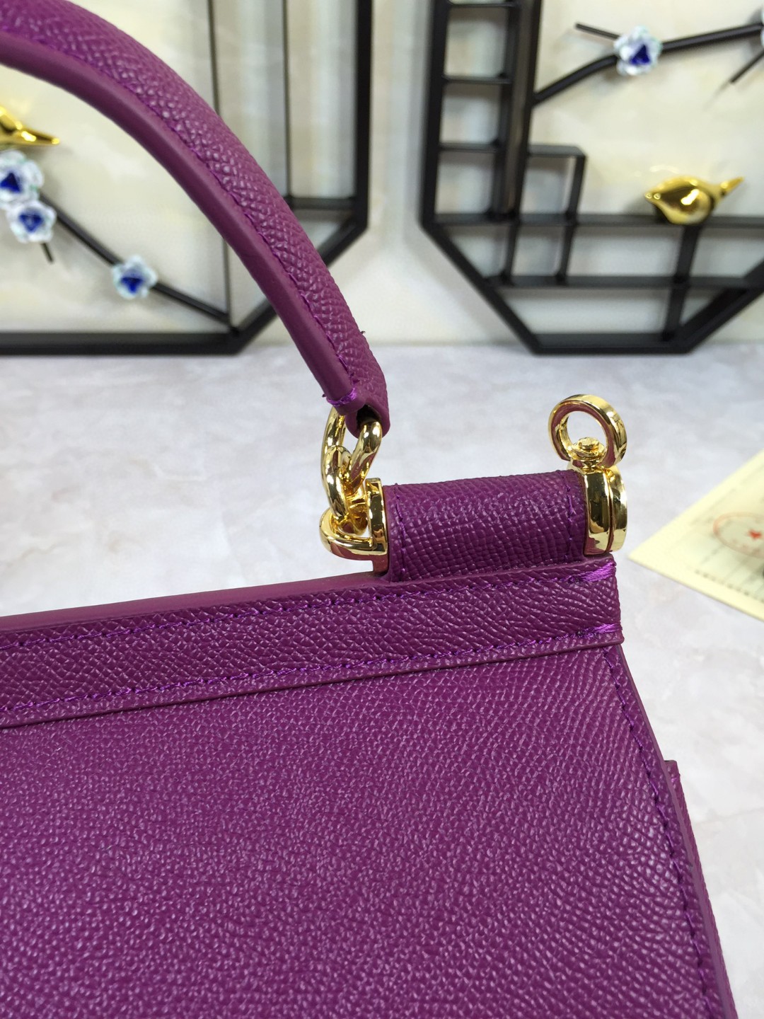 Dolce & Gabbana Medium Sicily Handbag In Dauphine Violet For Women 10.2in/26cm DG