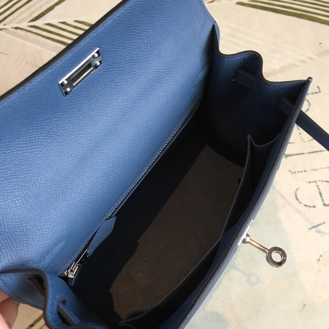 H**me5 Kelly Navy For Women Silver Toned Hardware 10in/25cm