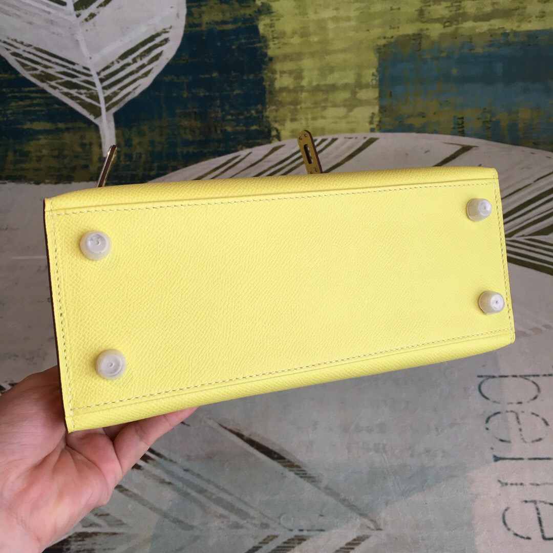 H**me5 Kelly Light Yellow For Women Silver Toned Hardware 10in/25cm