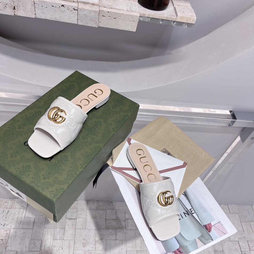 Gvc*1 Women’s Slide Sandal With Double G White For Women GG