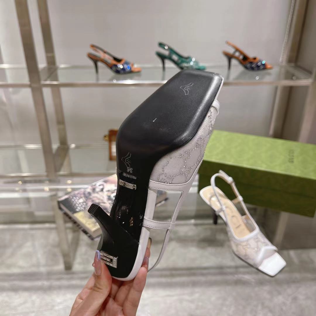 Gvc*1 Women’s GG Slingback Mid-Heel Pump White For Women GG