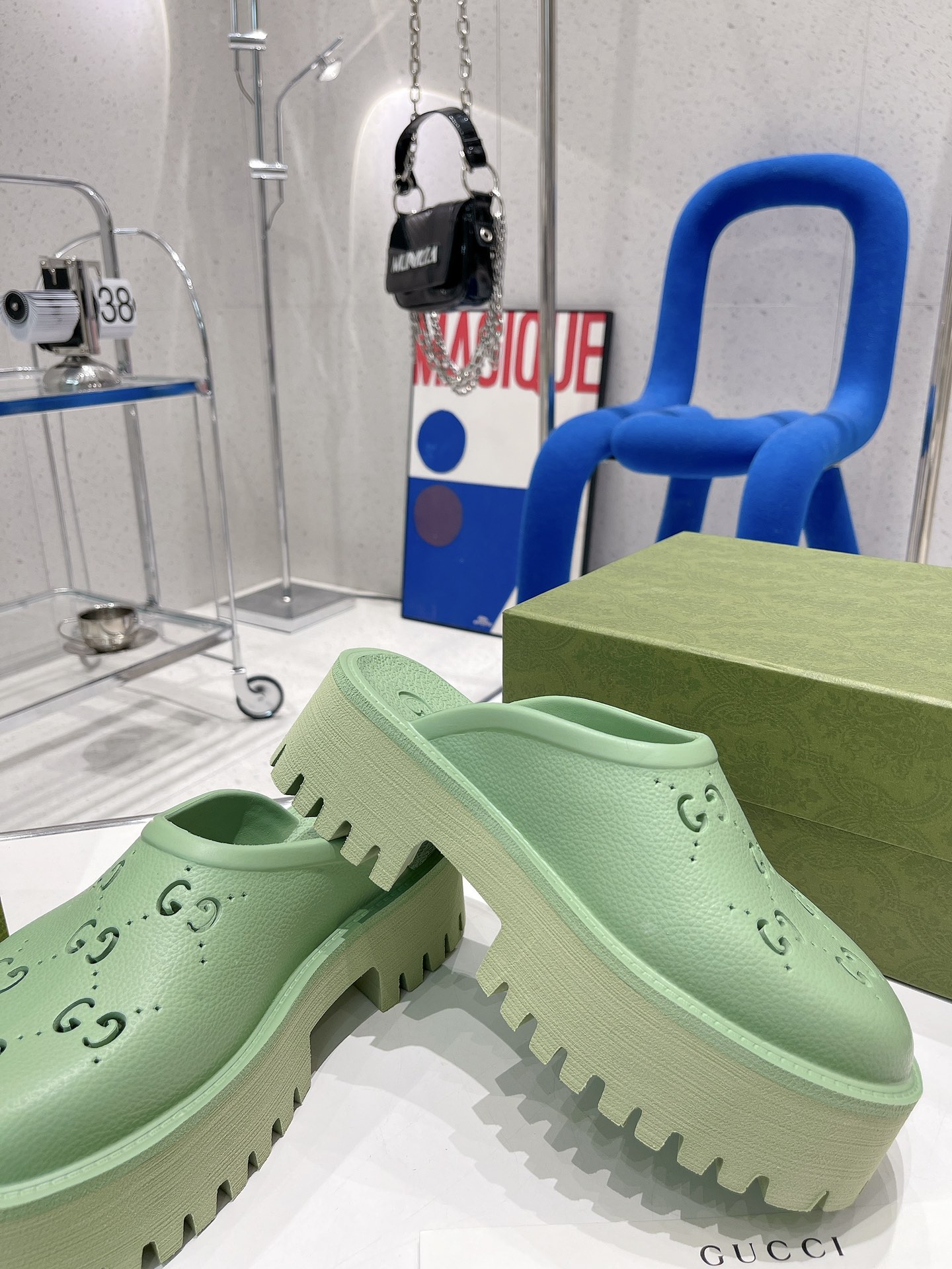 Gvc*1 Women’s Platform Perforated G Sandal Green For Women GG