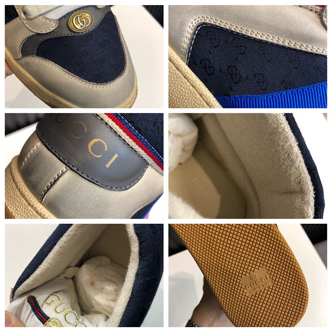 Gvc*1 Women’s GG Screener Distressed High Top Off-White Blue For Women 563730