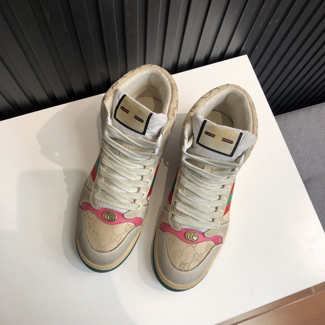 Gvc*1 Men’s Screener GG Distressed High Top Off-White Pink For Men 5637309