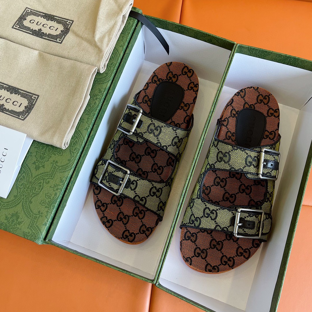 Gvc*1 Men’s Slide Sandal With Straps Orange And Green For Men 658020 2HK60