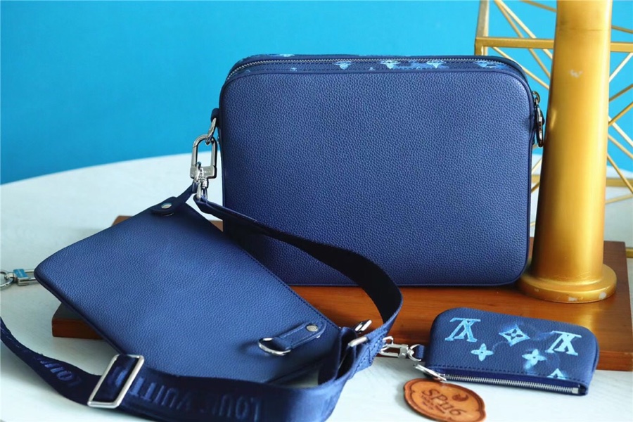 L0vis Vvtt0n Trio Messenger Ink Watercolor Blue For Men, Men’s Bags, Shoulder And Crossbody Bags 9.5in/25cm LV M57840
