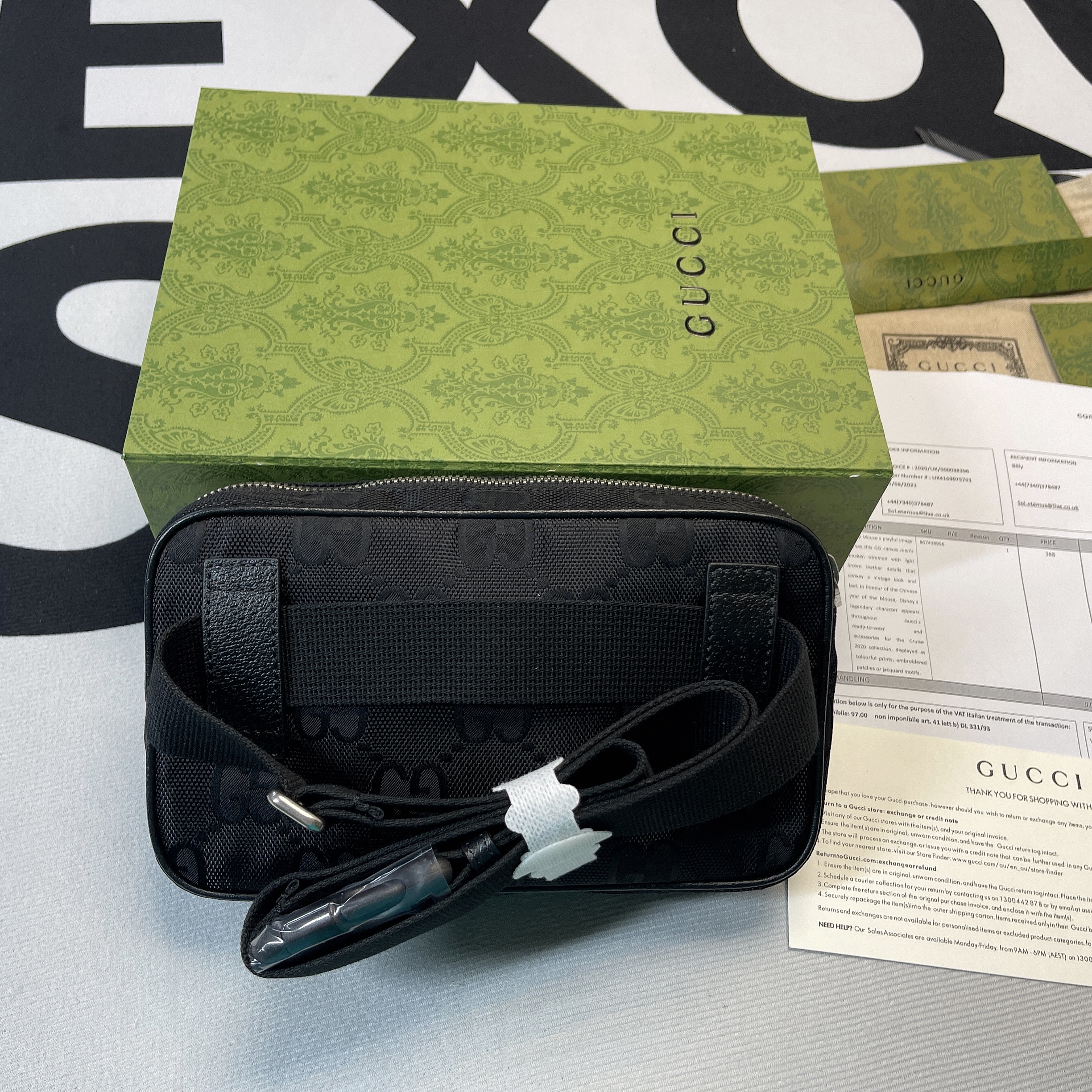 Gvc*1 Gvc*1 Off The Grid Belt Bag Black GG ECONYL® For Men  9.5in/24cm GG 631341 H9HBN 1000