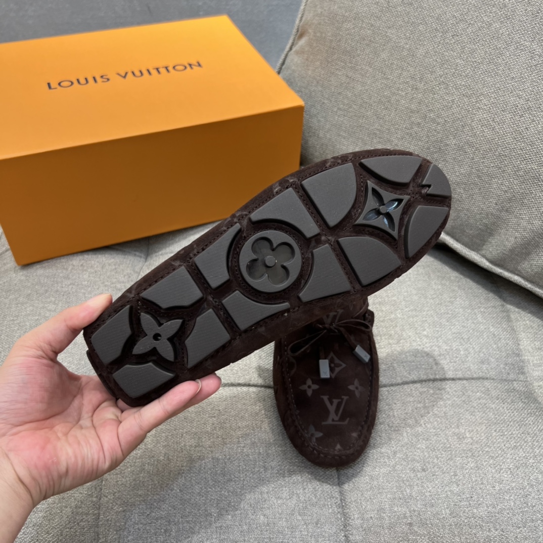 L0vis Vuittion LV Driver Moccasin Brown For Men LV 1AAF0E