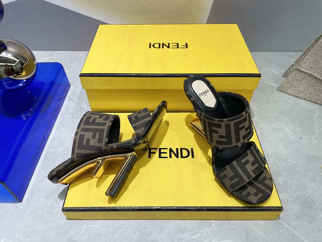 F**di First Brown High-Heeled Sandals For Women