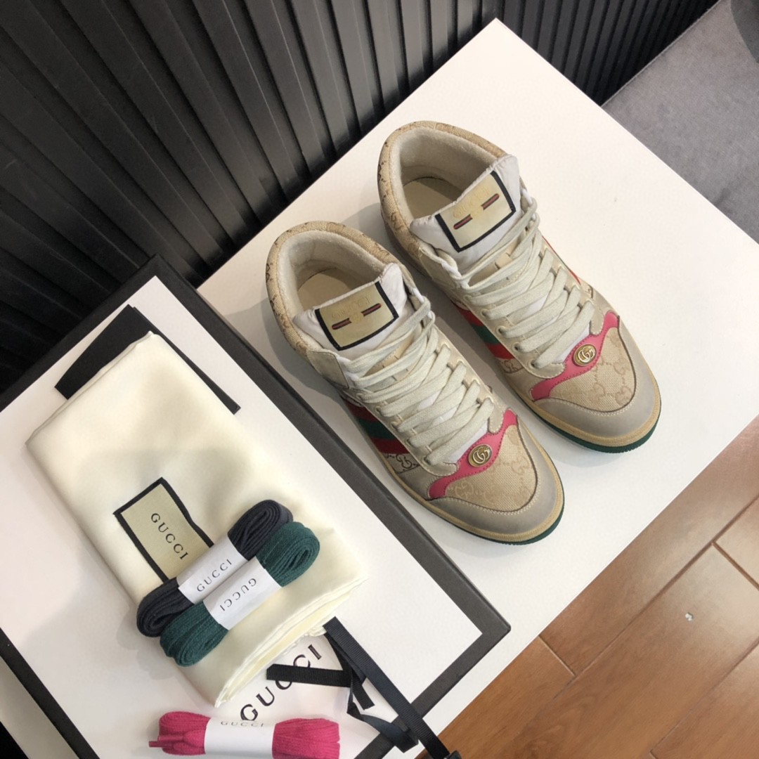 Gvc*1 Men’s Screener GG Distressed High Top Off-White Pink For Men 5637309