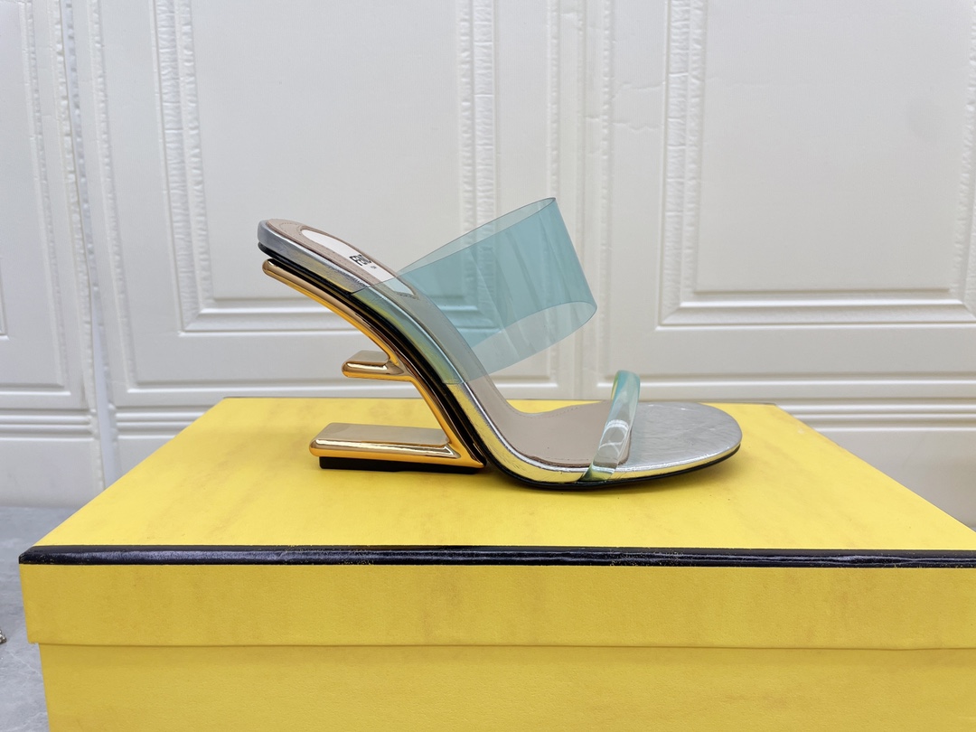 F**di First Blue Transparent High-Heeled Sandals For Women
