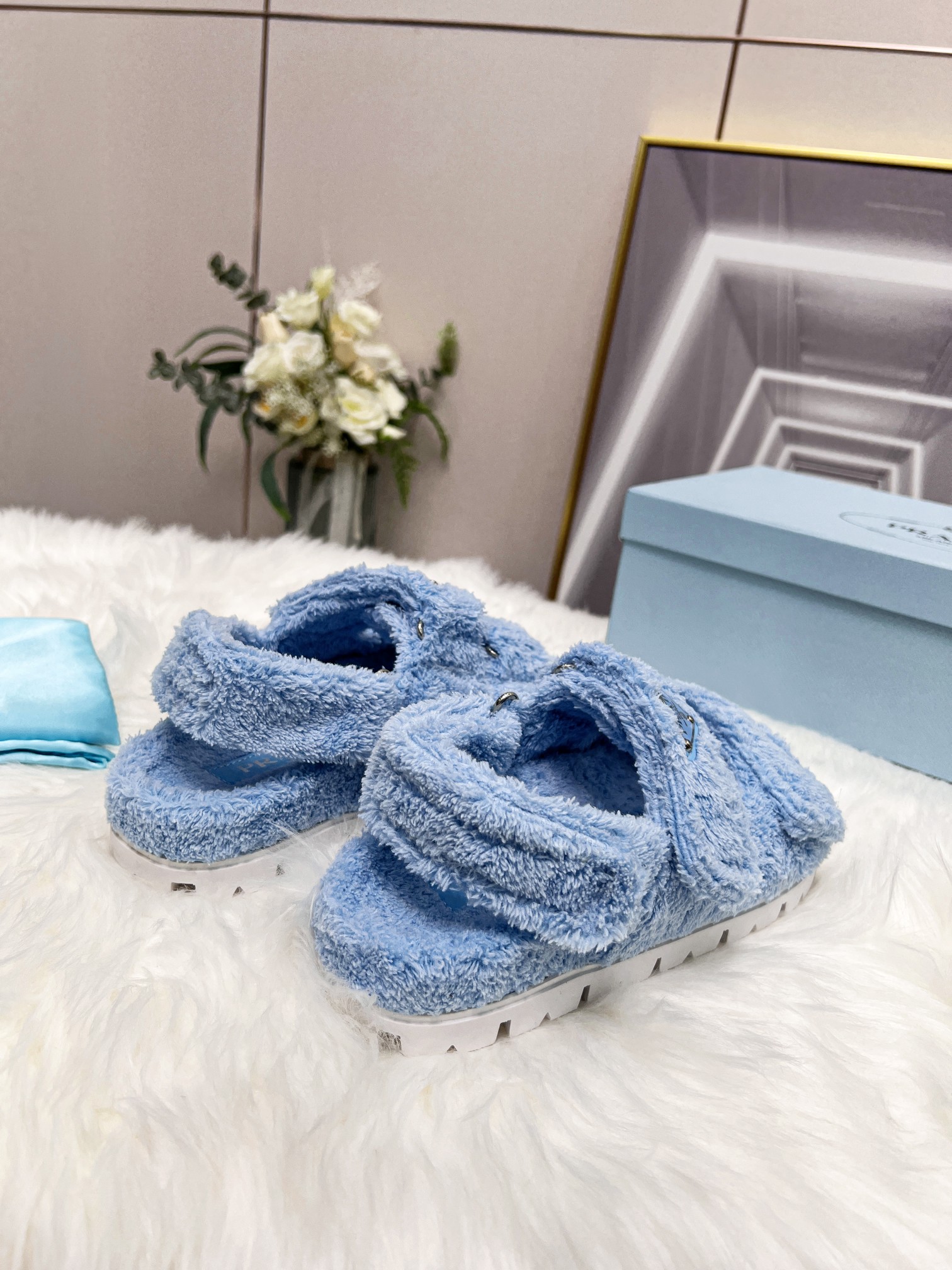 Pra*a Terrycloth Sandals Blue For Women 0.8in/20mm PRD 1X737M_H39_F0076_F_D020