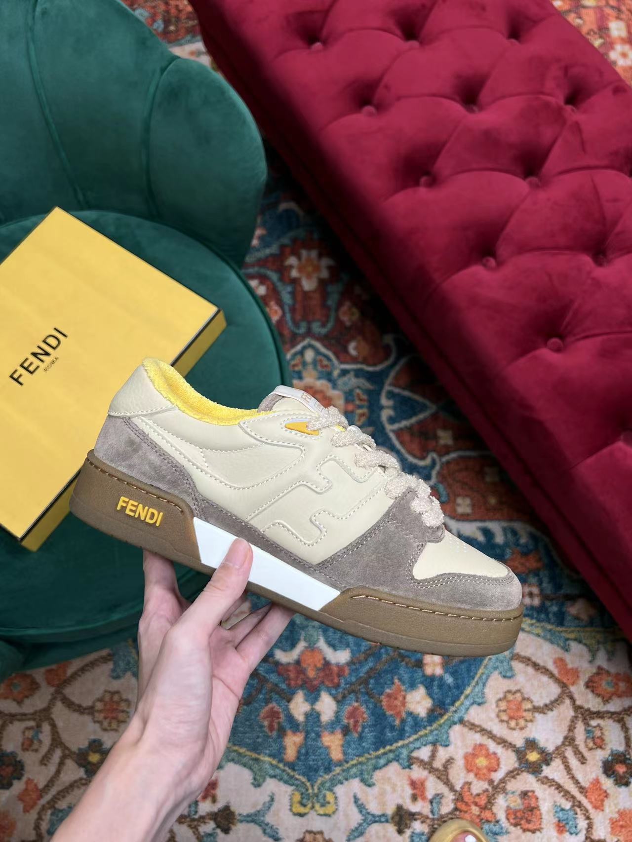 F**di Match Low Tops In Beige For Women 8E8252AHH2F1FHU