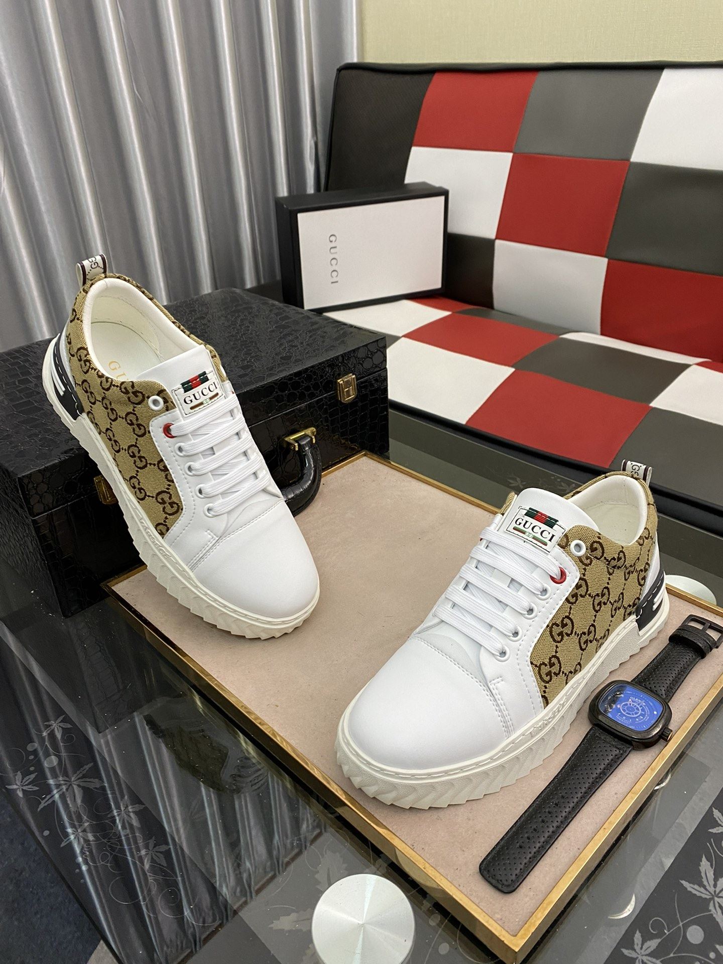 Gvc*1 Men’s GG Ace Sneaker Yellow And White For Men