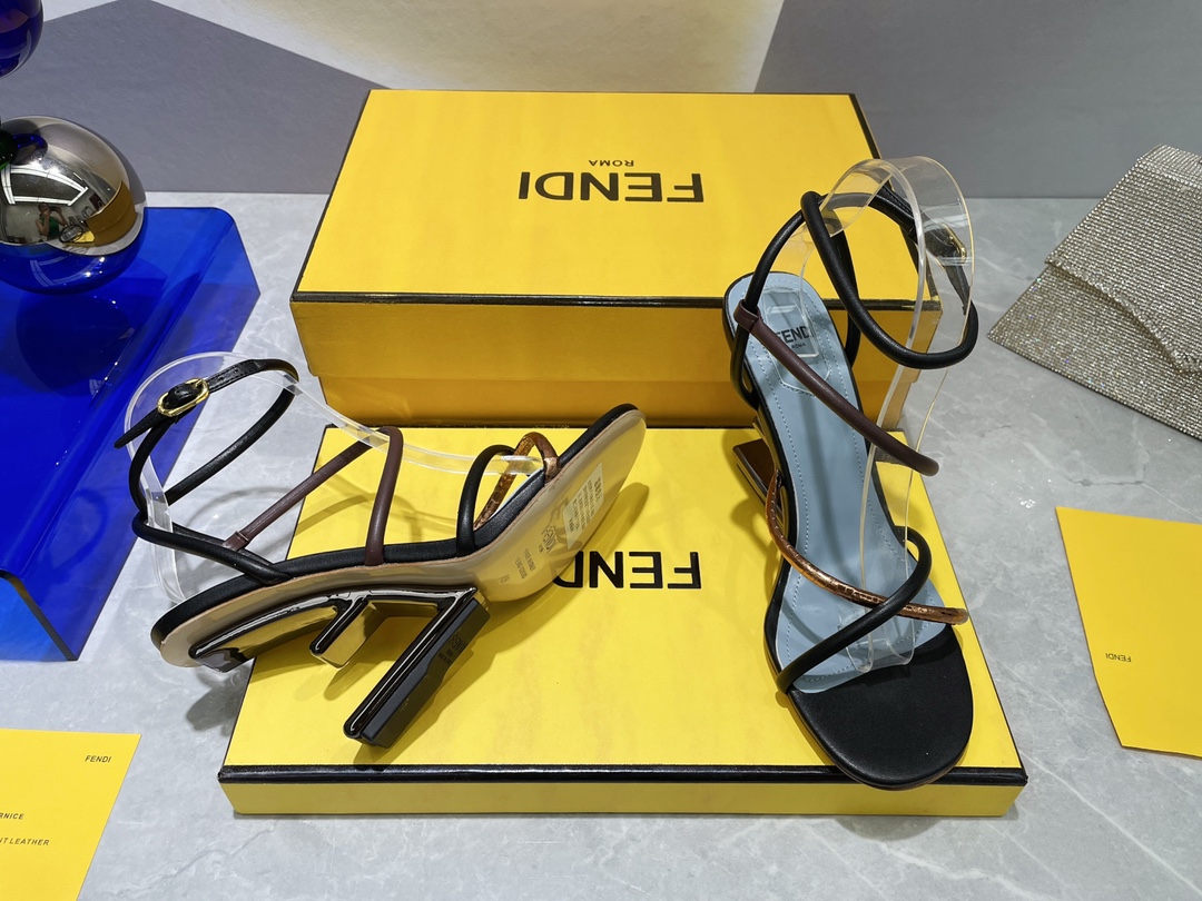 F**di First Brown Nappa High-Heeled Sandals For Women 8X8274AHIUF1H0L