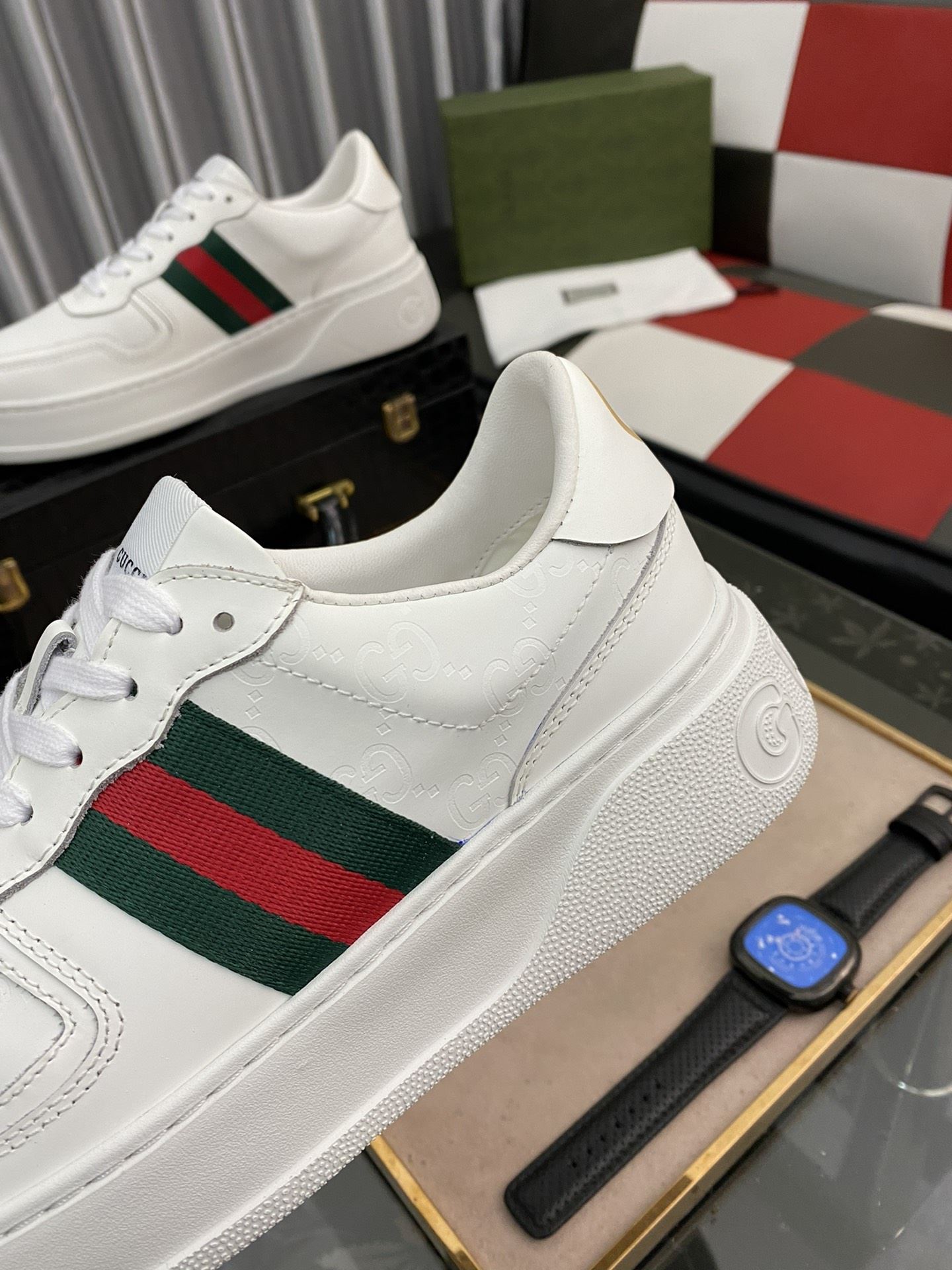 Gvc*1 Men’s GG Sneaker With Web White For Men ‎669582