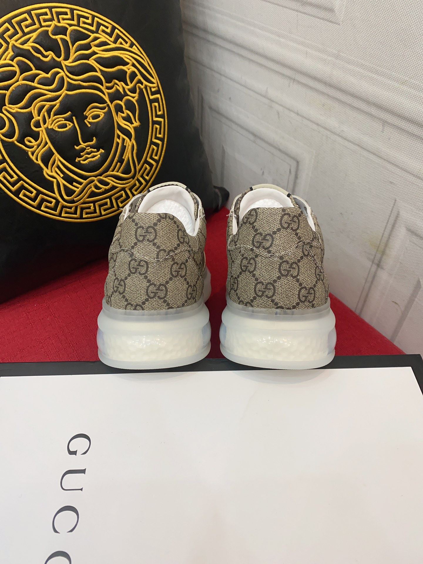 Gvc*1 Men’s Sneaker With GG Gvc*1 Print Brown And Gray For Men