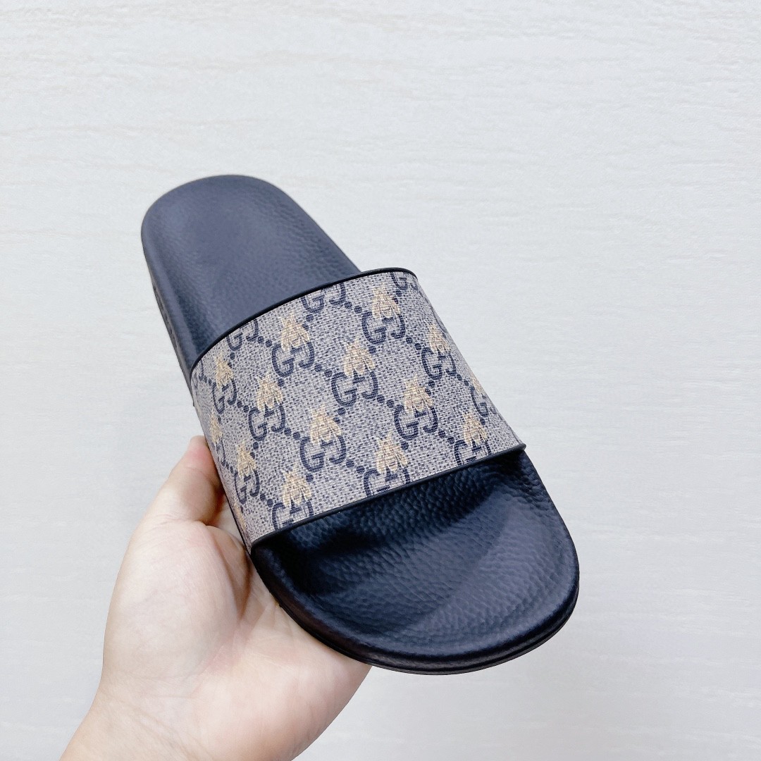 Gvc*1 Men’s GG Slide Sandal With Bees Black For Men 407345