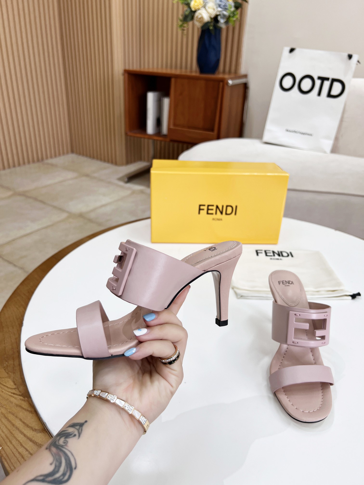 F**di Baguette Pink Heels For Women