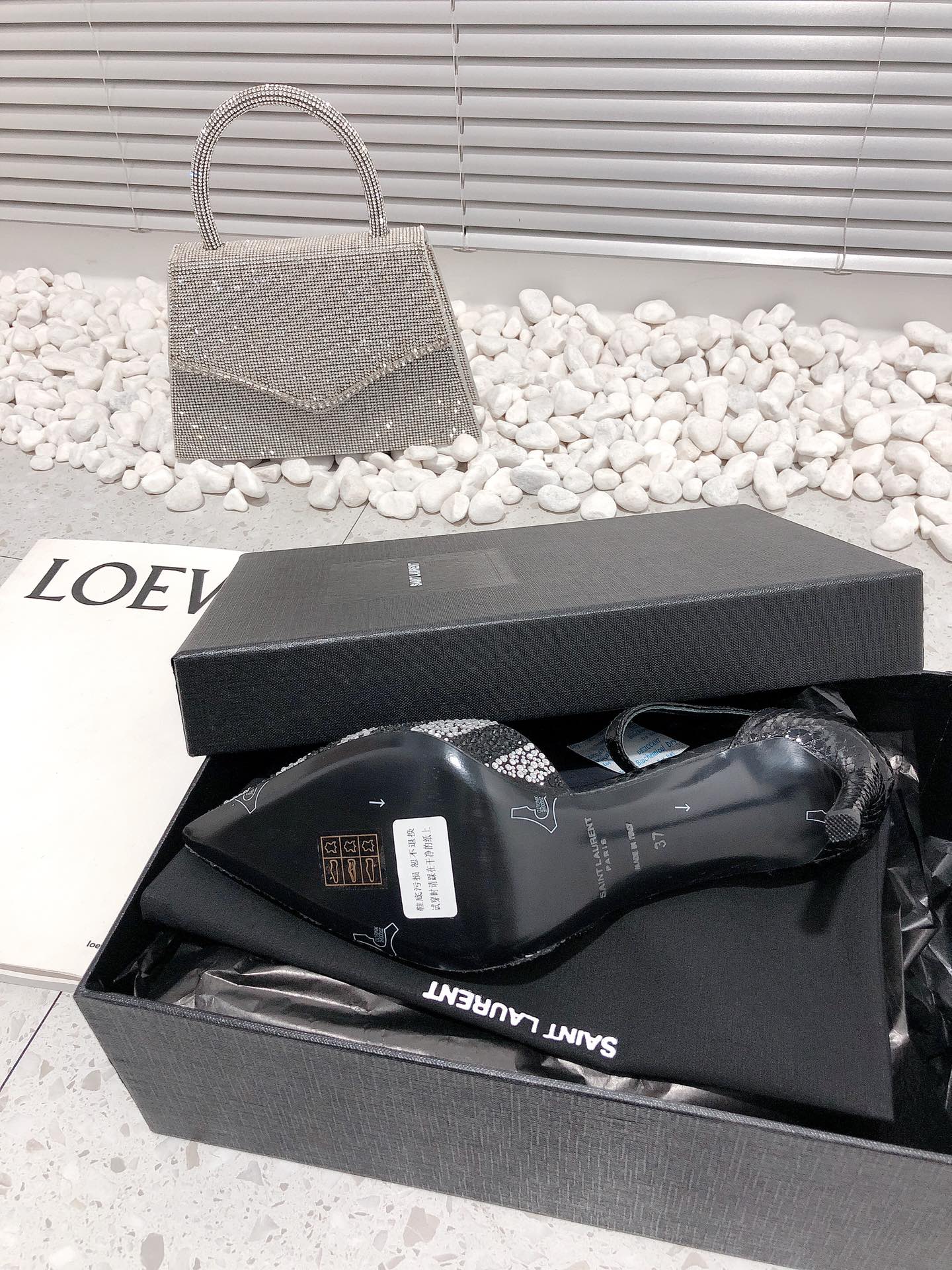 Sa1nt Lau*nt Women’s Glittering Rhinestone Embellished Pumps Black For Women Y51