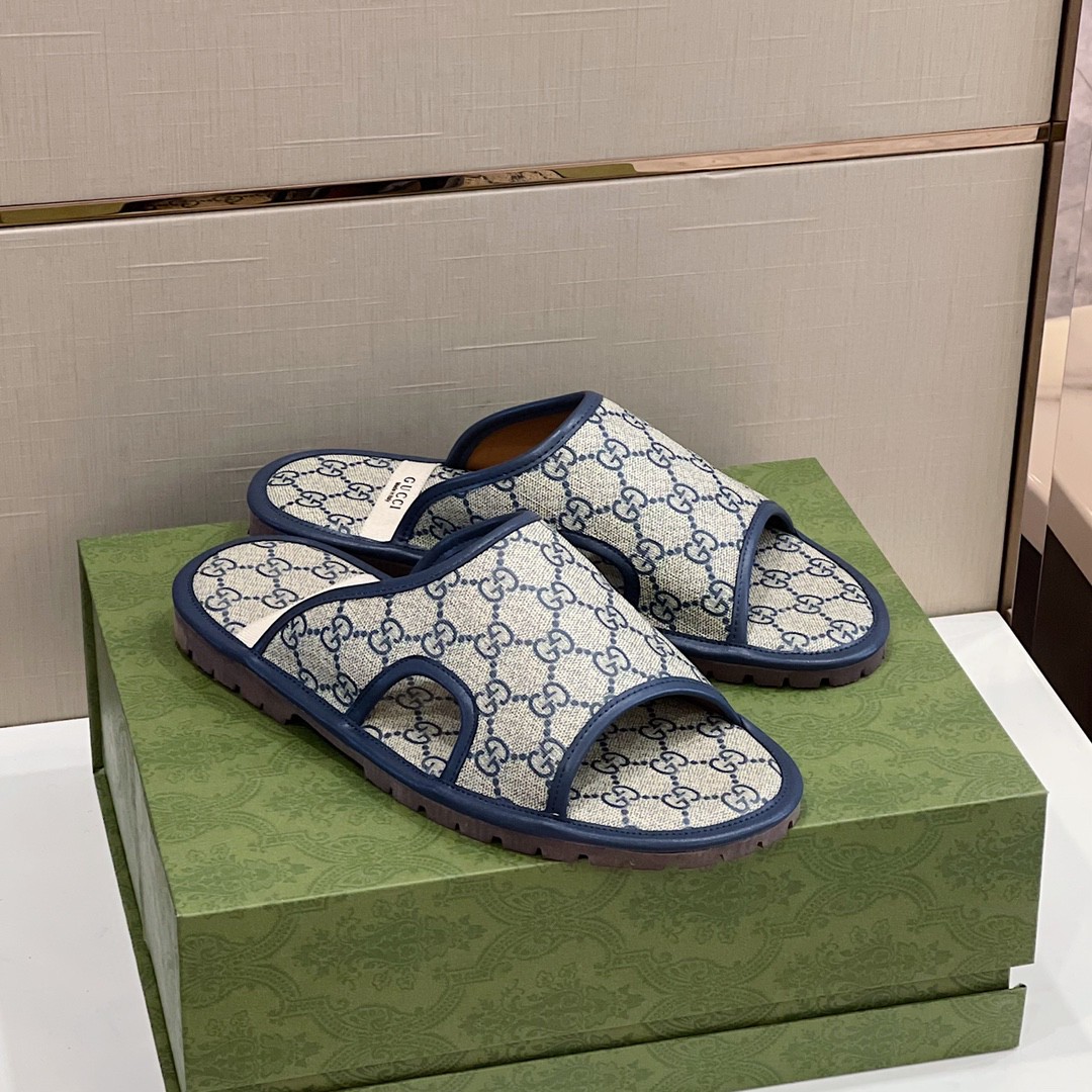 Gvc*1 Men’s GG Svp*me Slide Sandal Blue And Beige For Men ‎624879