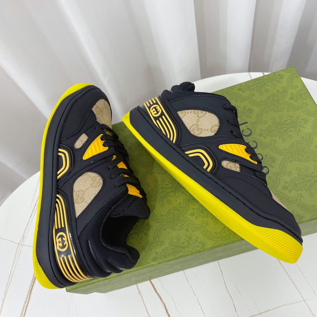 Gvc*1 Men’s GG Basket Sneaker Black And Yellow For Men 661311