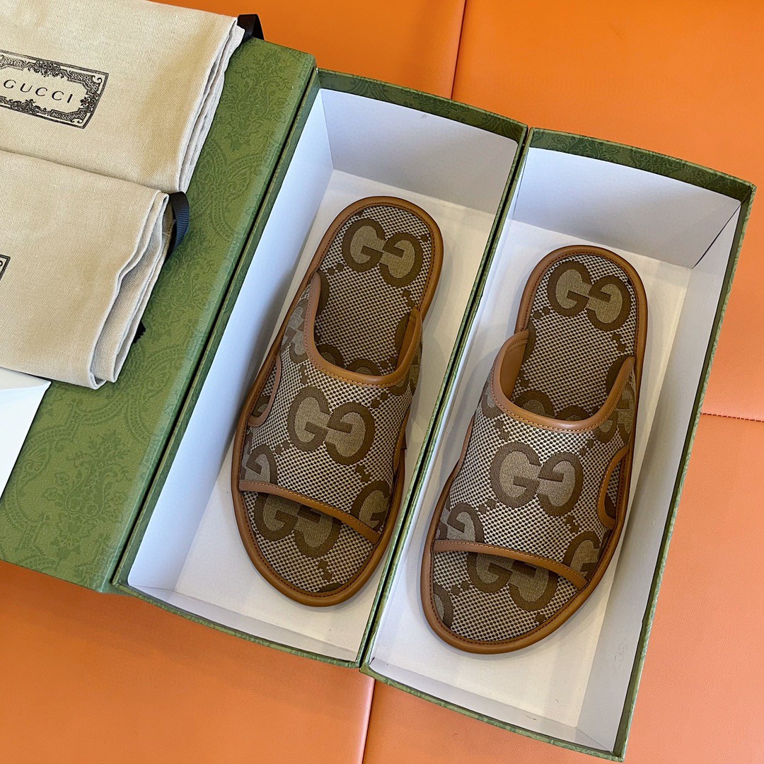 Gvc*1 Men’s Maxi GG Svp*me Slide Sandal Brown And Beige For Men ‎624879