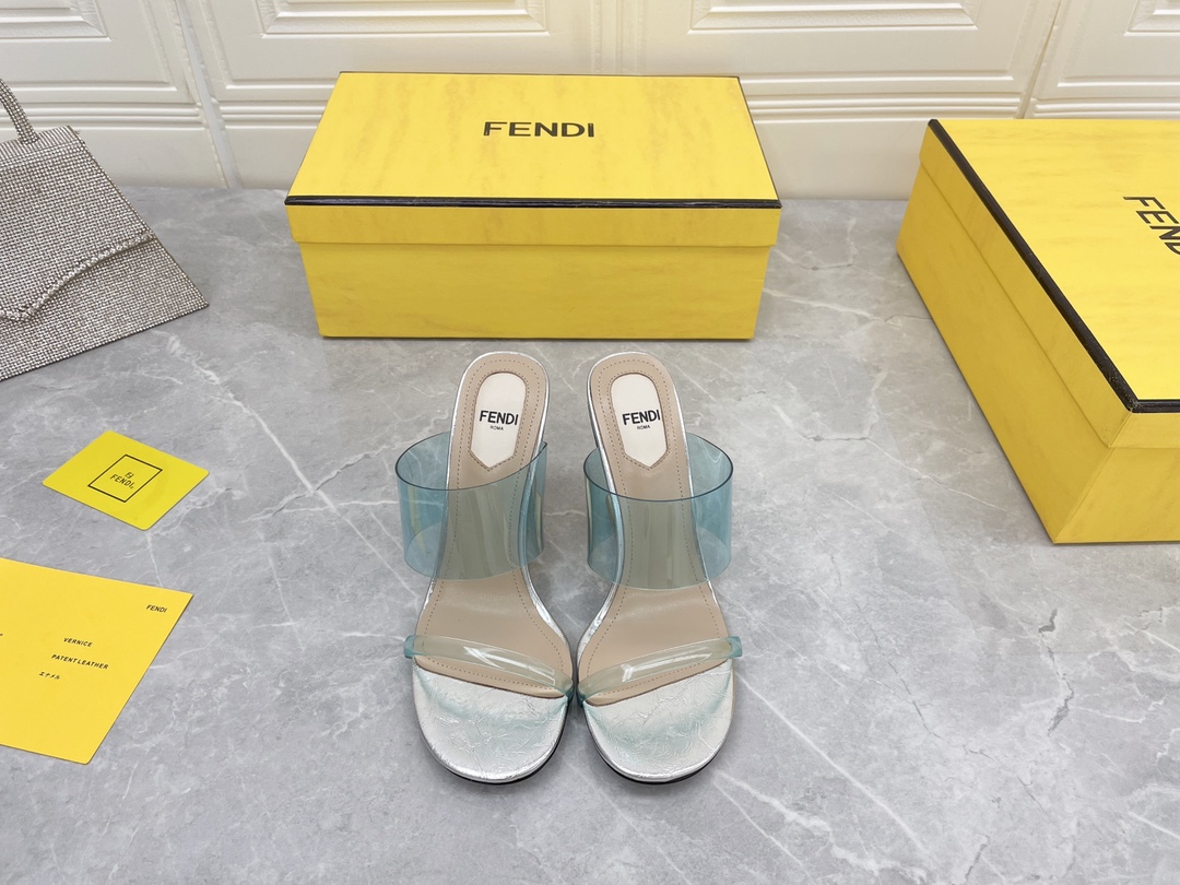 F**di First Blue Transparent High-Heeled Sandals For Women