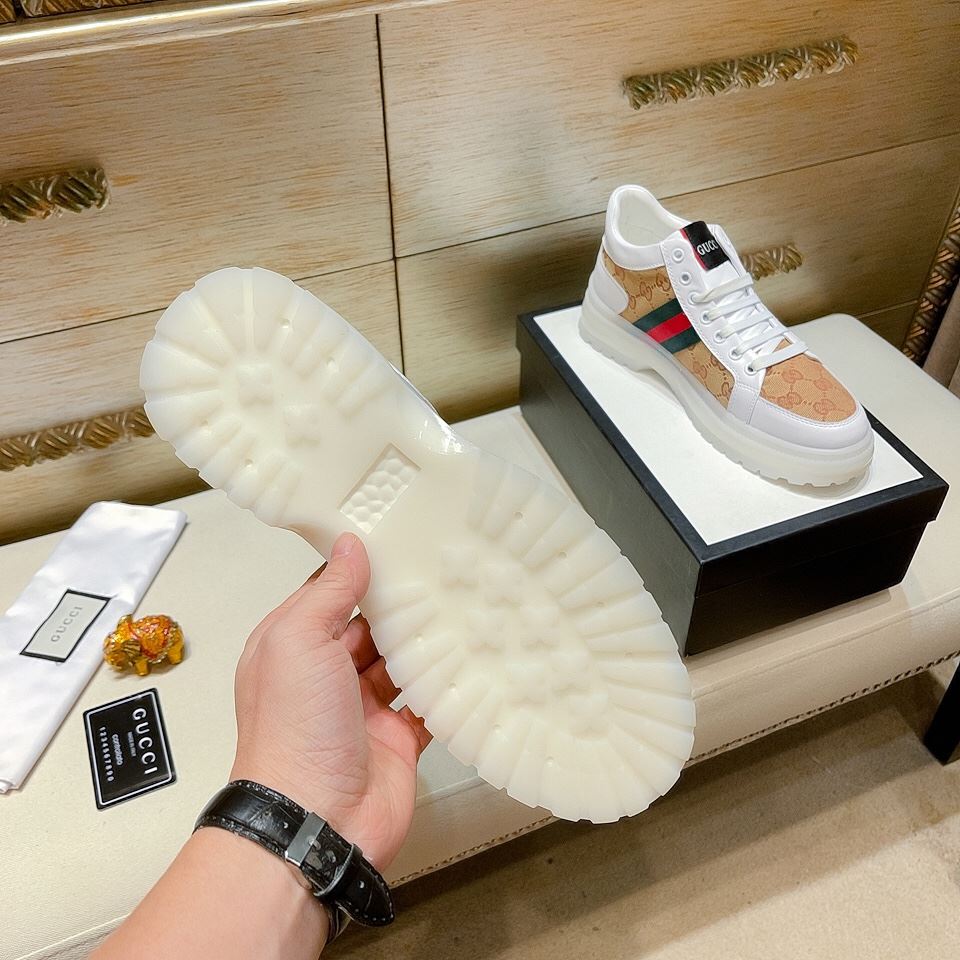 Gvc*1 Men’s GG With Web And Bee High Top Sneaker White For Men