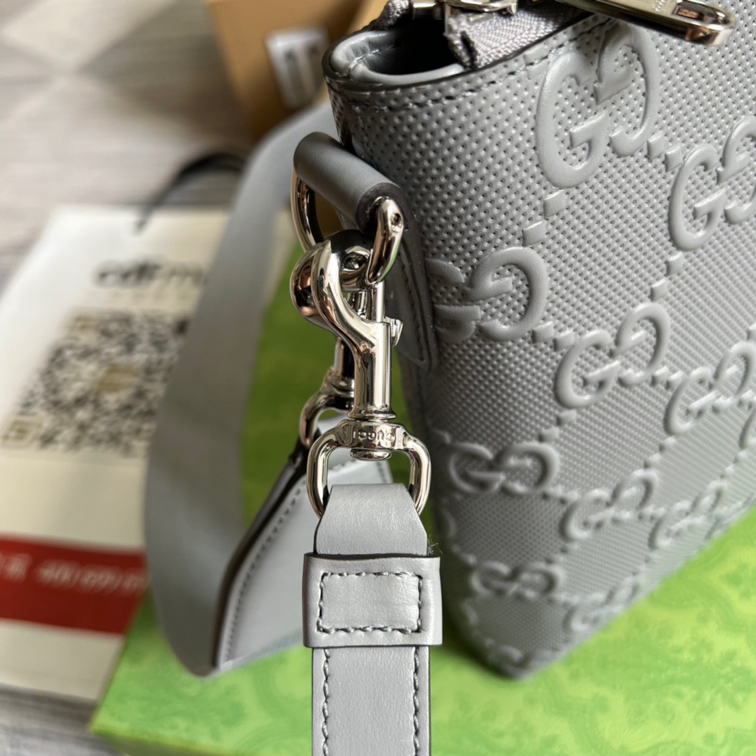 Gvc*1 GG Embossed Medium Messenger Bag Grey GG Embossed For Men 12in/31cm GG