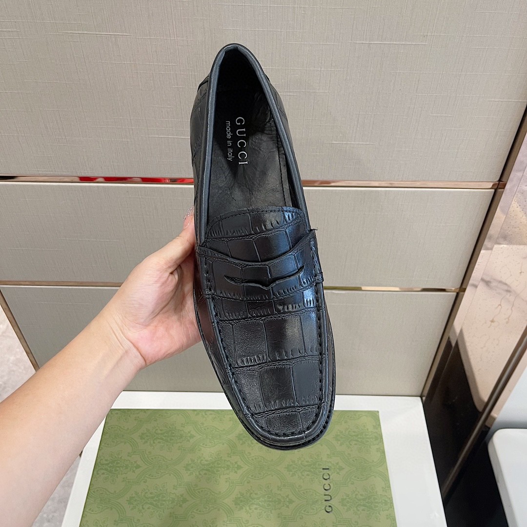 Gvc*1 Men’s Horsebit Crocodile Loafer Black For Men 699501 0GQ00