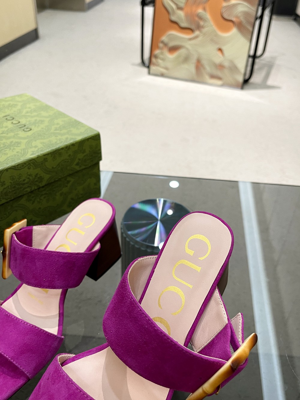 Gvc*1 Women’s Sandal With Bamboo Buckle Purple For Women GG