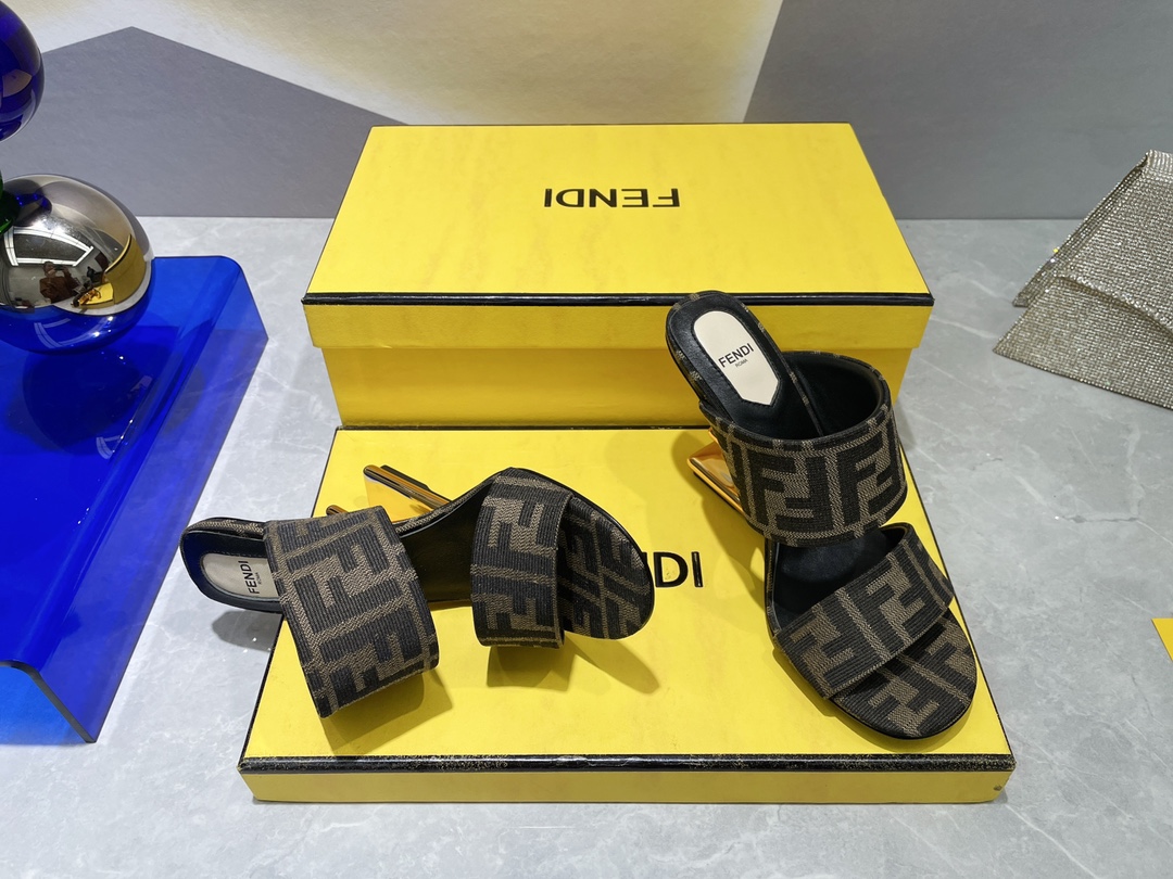 F**di First Brown High-Heeled Sandals For Women