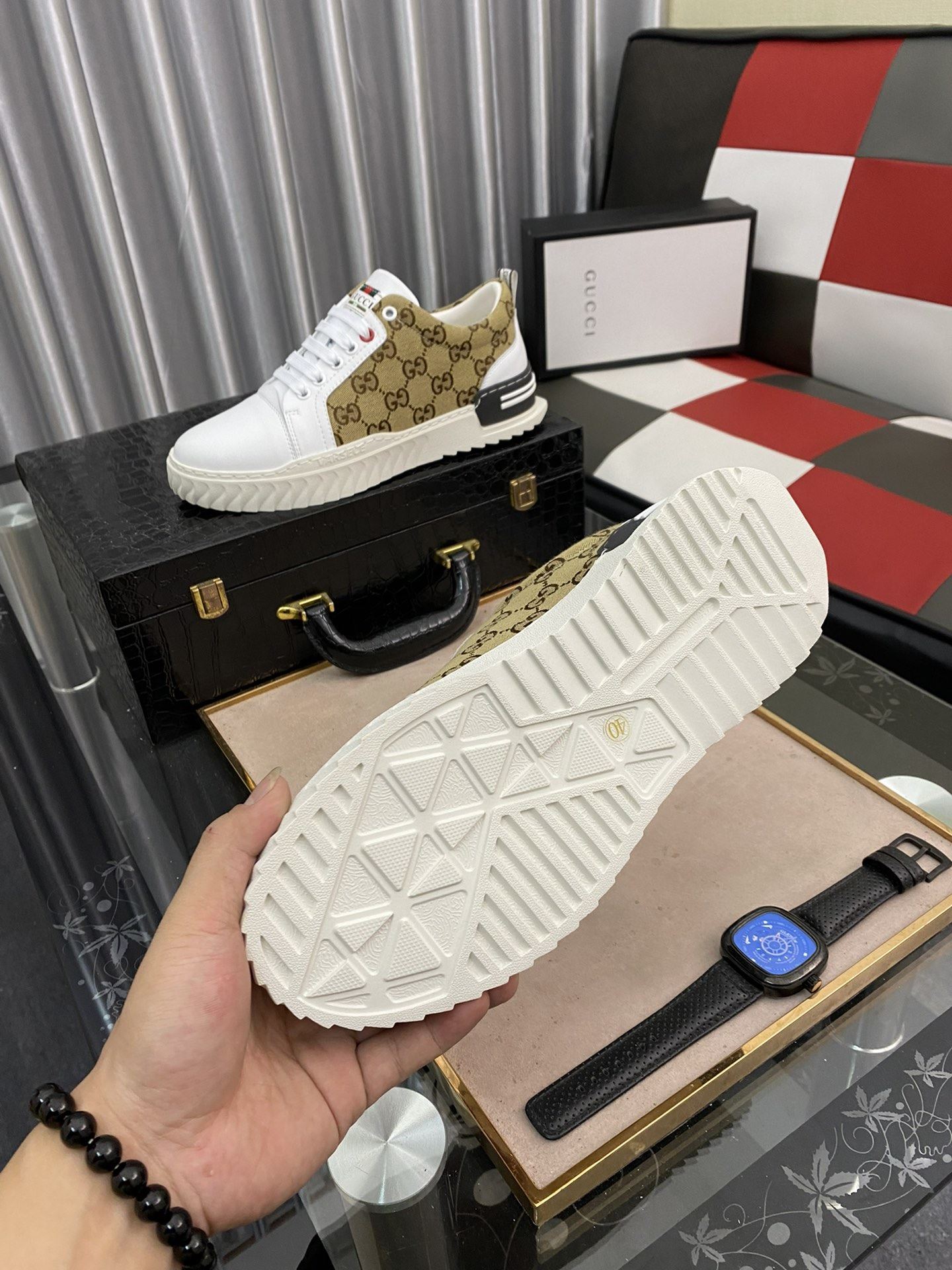 Gvc*1 Men’s GG Ace Sneaker Yellow And White For Men