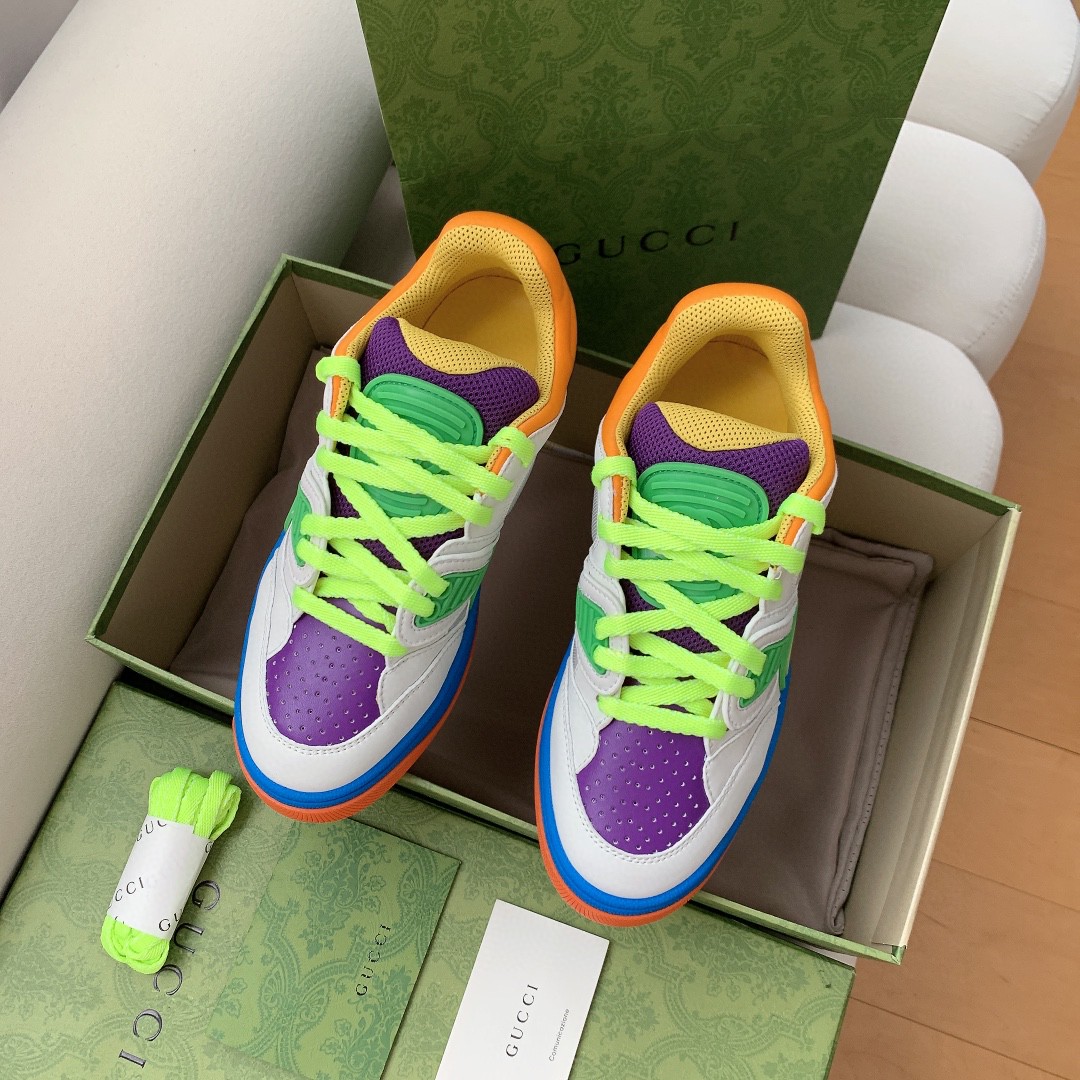 Gvc*1 Women’s Basket Sneaker White Green And Purple For Women 661310 2SH80 9062