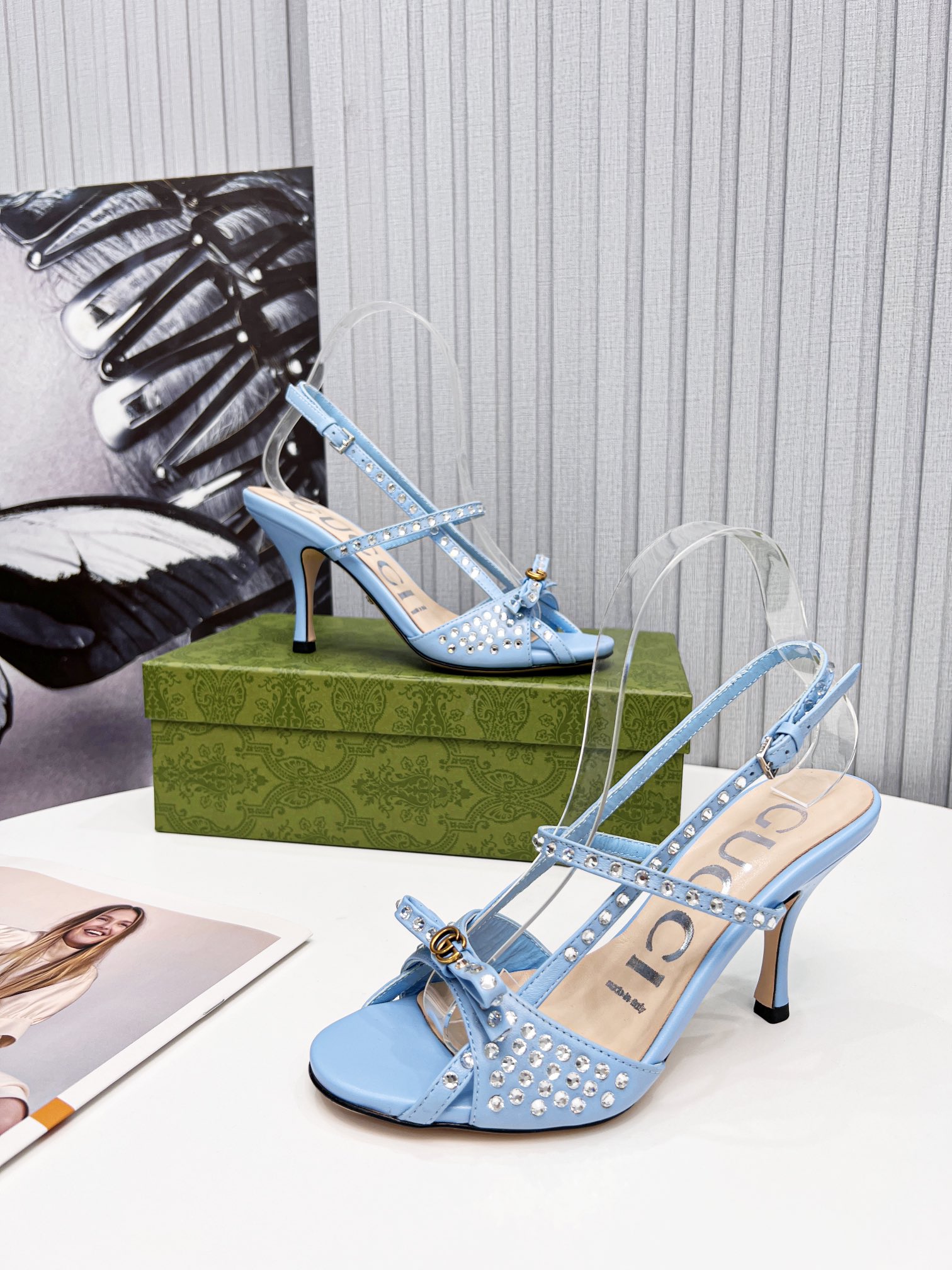 Gvc*1 Women’s Sandal With Crystals Light Blue For Women GG